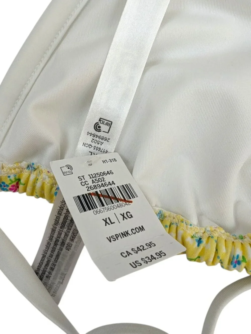 NWT! Pink X Frankie's Bikinis Yellow Floral Bikini Set Halter Cheeky Size XL